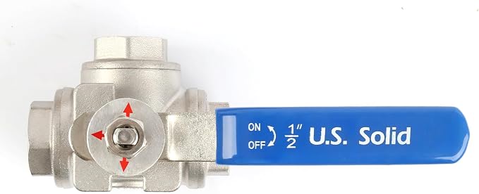 U.S. Solid 1/2" 3 Way Ball Valve - Image 6