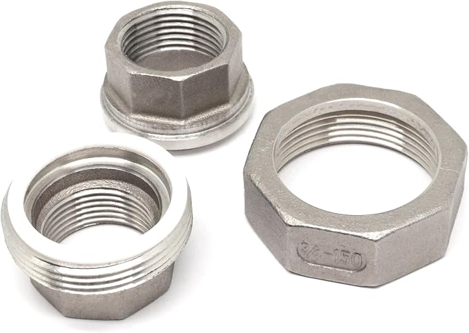 304 Stainless Steel Pipe Fittings Union 3/4" NPT Female to Female 2pcs - Image 3