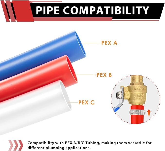 6-Pack 1/2" PEX Brass Ball Valve, Barb Crimp Pex Connection | Full Port Water - Image 4