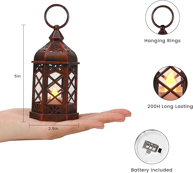 LLQ 12PCS Brushed Red Mini Lantern - Image 6