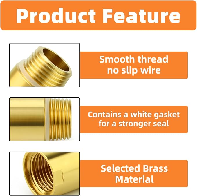 GASHER 4Pcs Brass Pipe Plumbing Adapter - Image 5