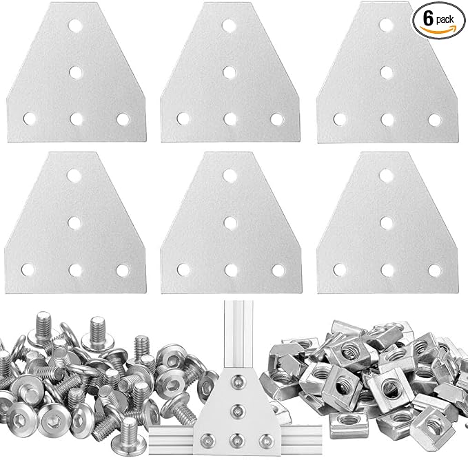 6Sets 2020 Corner Bracket Connectors 5 Hole T Shape Joint Plates by IXGNIJ