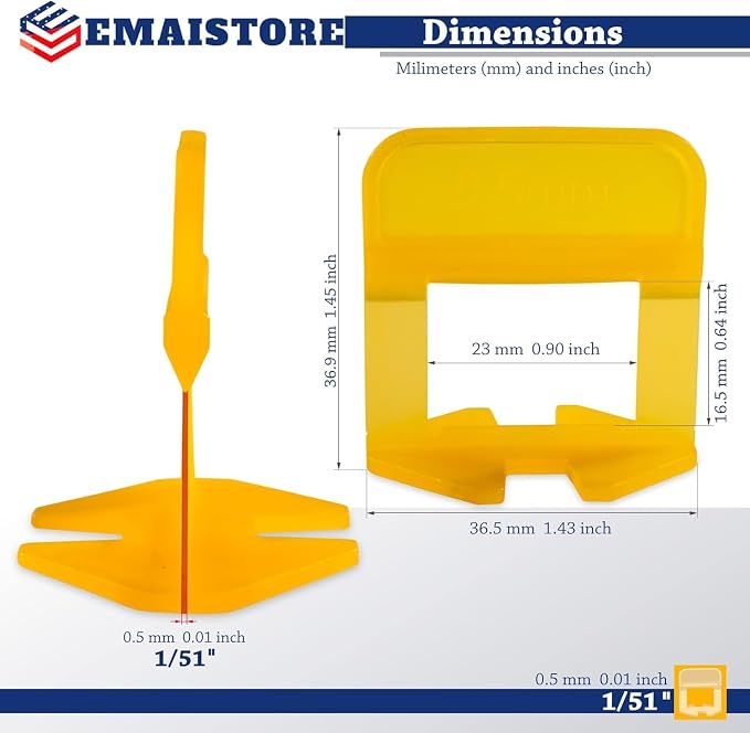 Tile Leveling System – ULTRA-THIN 0.5mm – 400 Spacers, 200 Reusable Wedges & - Image 3