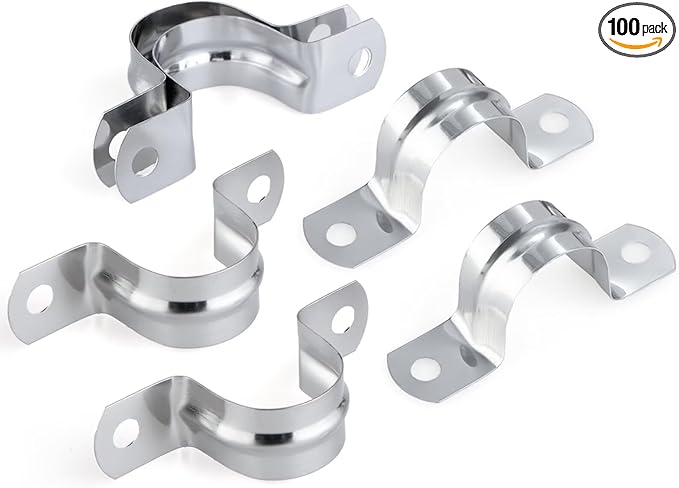 100 PCS 13/16 Inch, 304 Stainless Steel Extra Wide Pipe Clamps, Heavy-Duty Two by hirtuotter