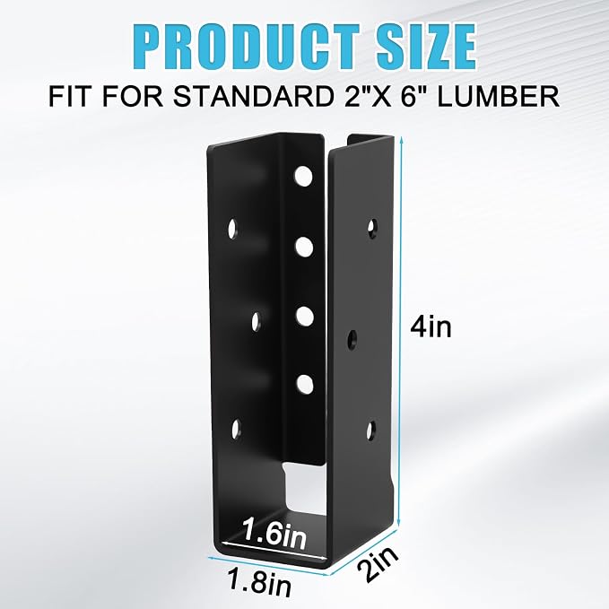10 Pcs of 2"x 6" Concealed Joist Hangers|Outdoor Concealed-Flange | Q235 Steel - Image 2