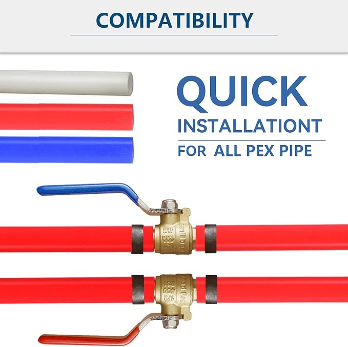 30-Pack GUOFIS 1/2-Inch PEX Crimp Full Port Ball Valve | 1/4 Turn Hot and Cold - Image 4