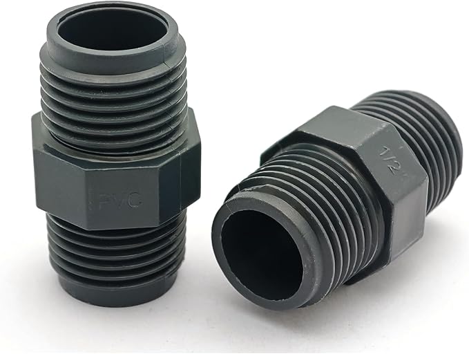 10PCS 1/2" PVC Hex Nipple Fitting, G1/2 X G1/2 Male Thread Coupling Adapter - Image 4