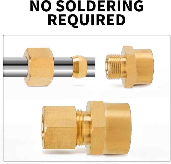 ChillWaves Brass Compression Tube Fitting, 1/8" OD x 1/8" NPT Female - Image 3