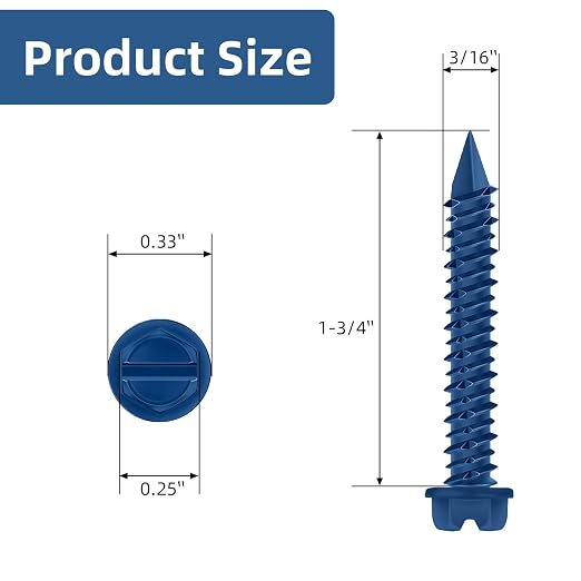 3/16" x 1-3/4" Blue Hex Head Concrete Screw Anchor Kit - Image 2