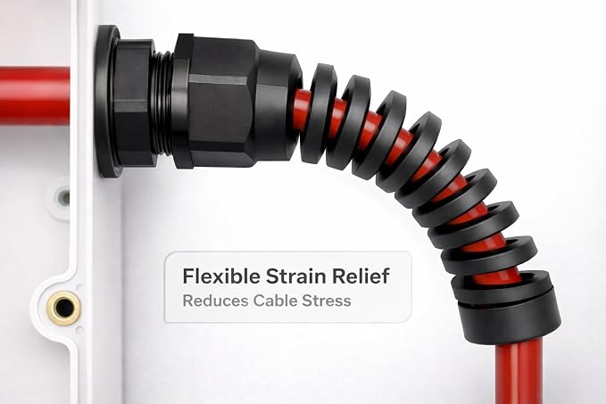 1/2" NPT Flexible Cable Gland, Spiral Pigtail Cord Grip Strain Relief - Image 2