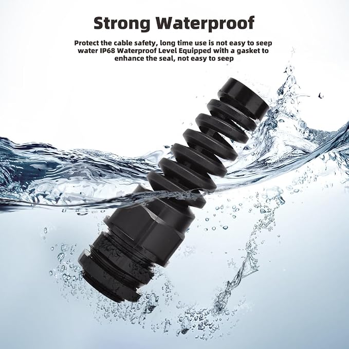 Strain Relief Cord Connector, CGELE 5 Pack NPT 1/2" Waterproof Cable Gland Cord - Image 3