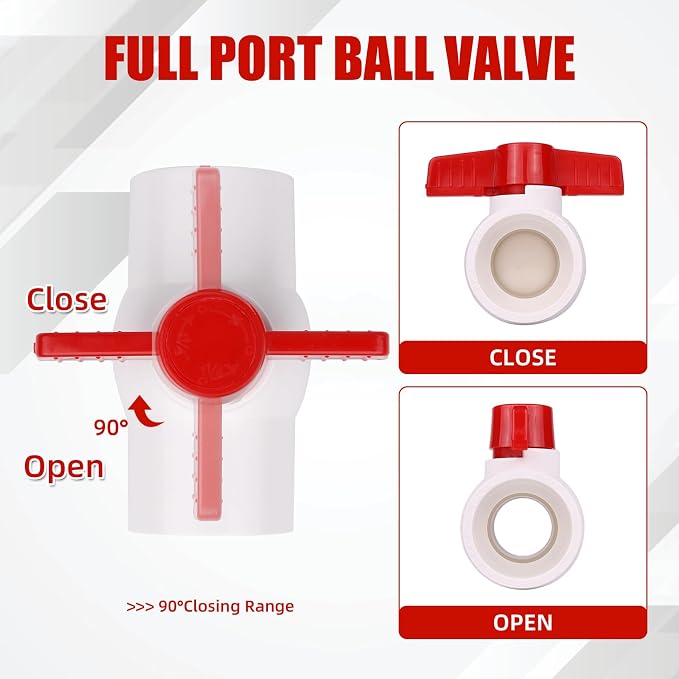 YADIAN 2 Pack 2'' PVC Ball Valves, T-handle Water Shut-Off Ball Valve Slip - Image 6