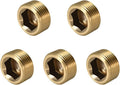 1/4" NPT Plug Brass Pipe Fitting, Counter sunk Thread Internal Hex Head Style by ANPTGHT
