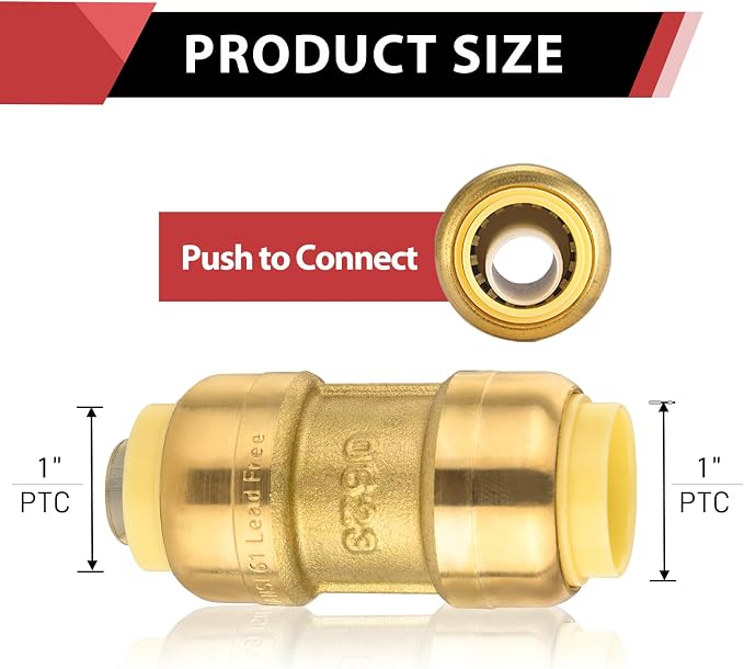 5piece EFIELD 1 Inch Straight Coupling Push-Fit Fitting | Connect Pex, CPVC - Image 2