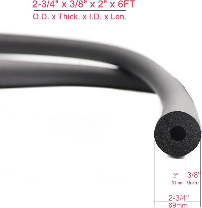 cSeao 2" ID Pipe Insulation Foam Tube AC Uint Tubing, Guitar Stand Foam Tube - Image 2