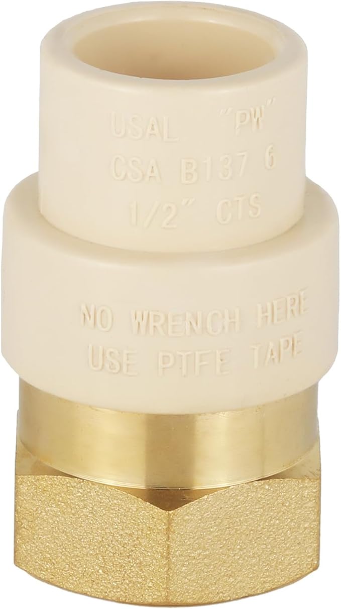 EFIELD 1/2"CPVC X 1/2"Female Thread NPT Transition Coupling, Brass Adapter Pipe - Image 3