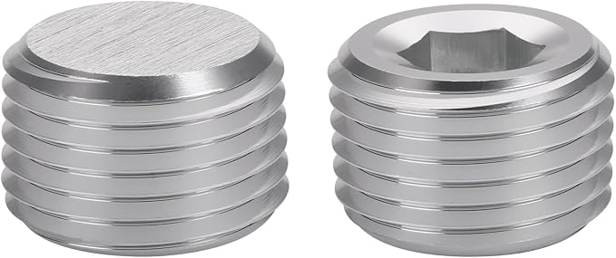 3/8 NPT Male Thread Allen Head Socket Pipe Plug Fitting Aluminum Silver - Image 3