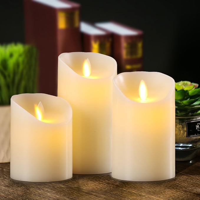 AKU TONPA Flameless Candles Battery Operated Pillar Real Wax Electric LED - Image 3