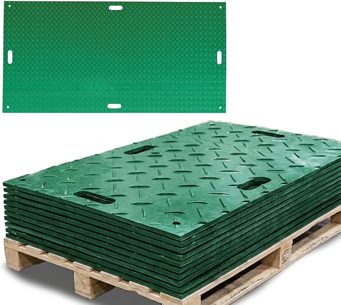10 Pk 4' x 8' - 1/2" Thick Heavy Duty Green Ground Protection Mats - Easily by MyteeProducts