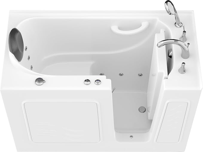 ANZZI Walk In Tub, 26 X 53 In, Right Drain, 15 Whirlpool Jets, Inline | Slip by ANZZI