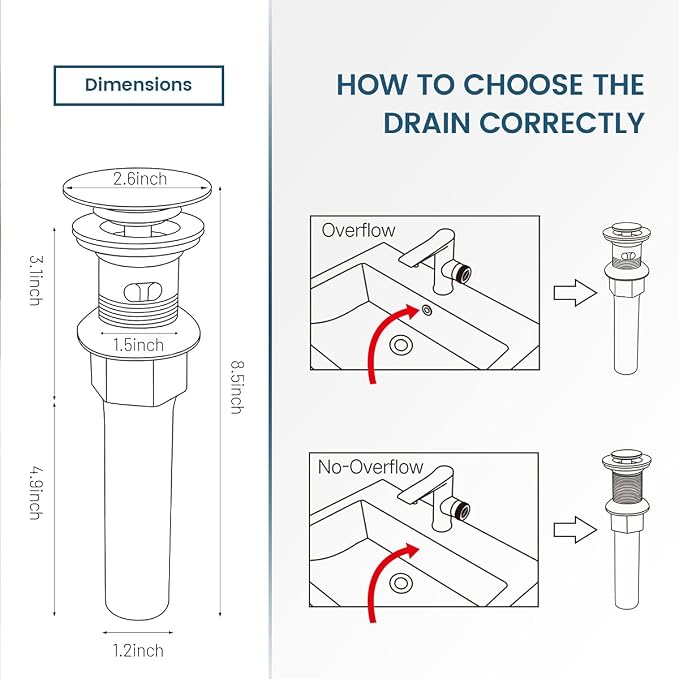 Vessel Sink Drain, Bathroom Pop-up Drain - Image 6