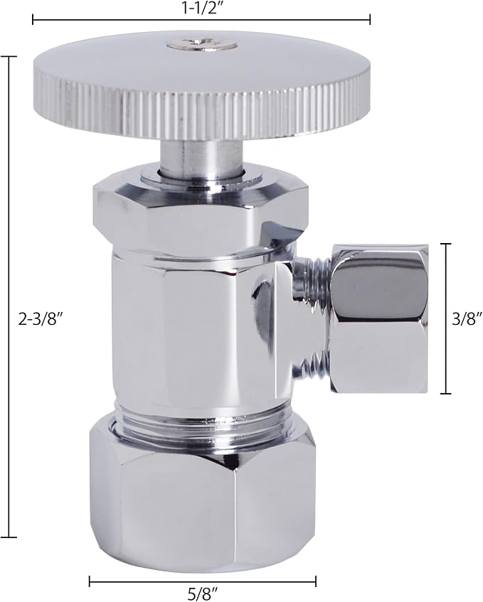 Westbrass A105-05 Round Handle Angle Stop Shut Off Valve, 1/2" Copper Pipe Inlet - Image 5