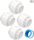 4 PCS 2" PVC Union Coupling Pipe Fitting, Slip Joint Adapter PVC Connectors by Unknown