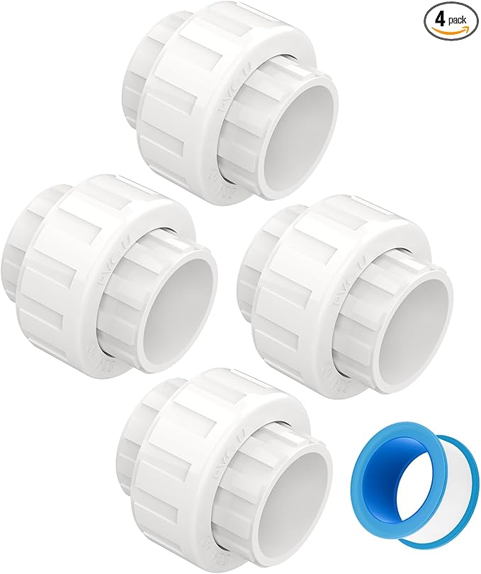 4 PCS 2" PVC Union Coupling Pipe Fitting, Slip Joint Adapter PVC Connectors by Unknown