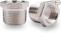 3/4 NPT Male x 1/2 NPT Female Stainless Steel Hex Bushing, 2 Pack | Reducing by Horiznext