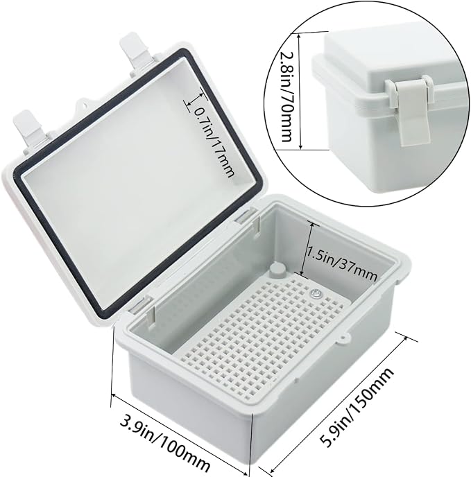 Junction Box, Hinged Cover IP67 Waterproof ABS Project Box - Image 3