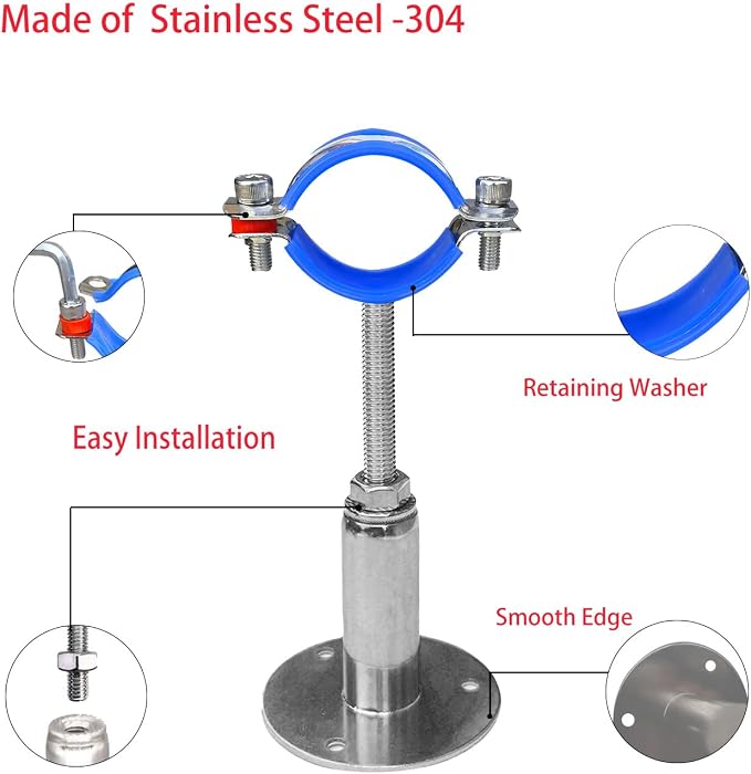 Wall Mount Ceiling Mount Pipe Supports, Adjustable Pipe Clamps - Image 4