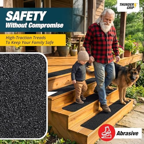 Outdoor Stair Treads Non-Slip 30" x 6" 12-Pack Waterproof 80-Grit Grip Tape - Image 2