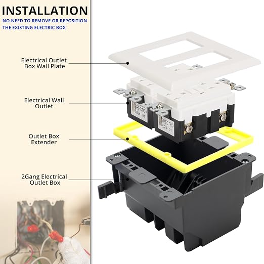1/4” Double Gang Outlet Box Extender, Comes - Image 6