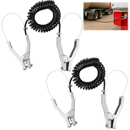 Copkim 2 Sets Insulated Ground Cable Clip 16.4ft Coiled Grounding Anti Static by Copkim