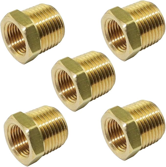 3/8" x 1/8" NPT Bushing Brass Reducer Adapter Reducing Pipe Fitting 5pcs by TLTOOLEGIN