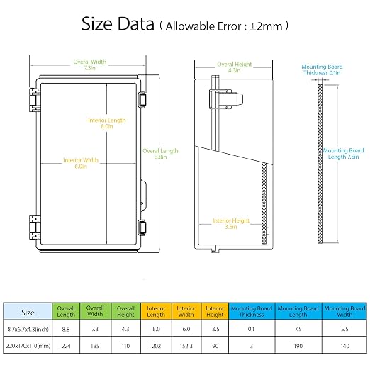 Electrical Box, IP67 Waterproof Hinged Cover Stainless Steel Latch Junction Box - Image 2