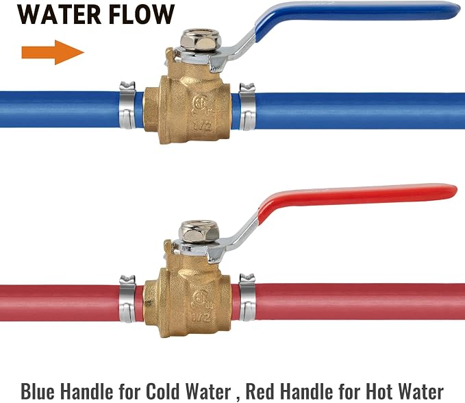 10-Pack Pex Ball Valve 1/2 Inch, Full Port 1/4 Turn Shut Off Valve | Hot and - Image 4