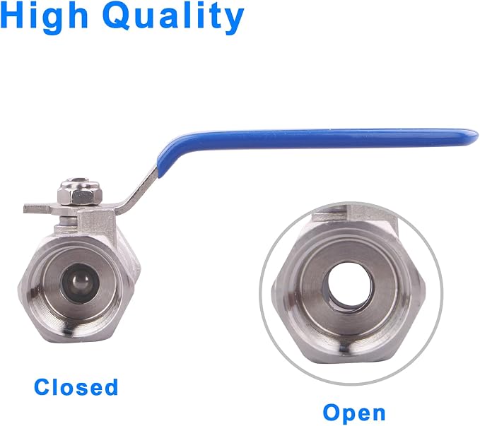 DERNORD Stainless Steel Ball Valve 1PC Type 0.5 Inch NPT Standard Port - Image 5