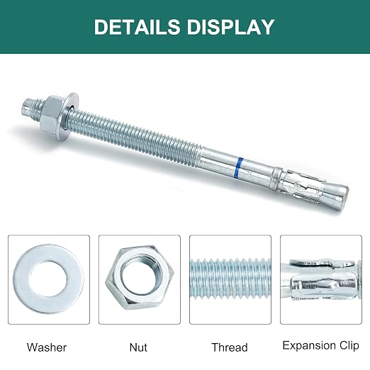1/2" x 7" Concrete Anchors 1/2 inch Wedge Anchors Bolts Zinc Plated - Image 3