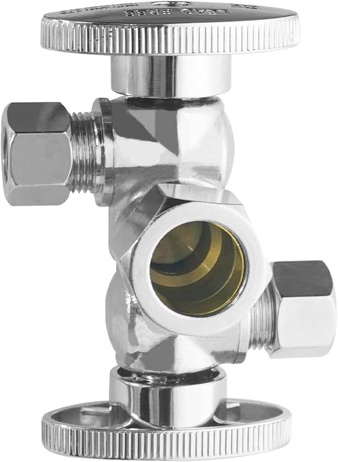 WiseWater 1/2" NOM x 3/8" OD Comp x 3/8" OD Comp Dual Shut Off Valve | Heavy by WiseWater