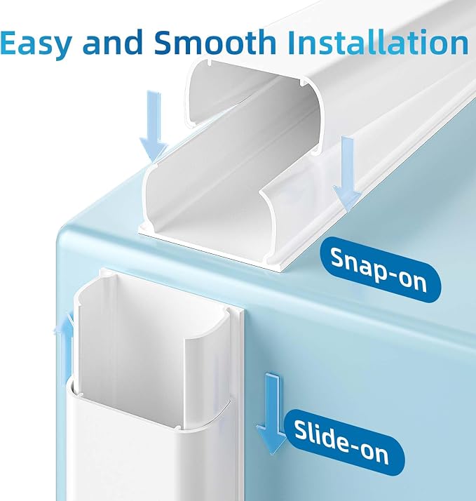 Yecaye 235in Wall Cord Hider for 2-3 Cords, W1.18in H0.63in, On-Wall Cord Cover - Image 5