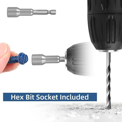 1/4" x 4" Blue Hex Head Concrete Screw Anchor Kit - Image 5