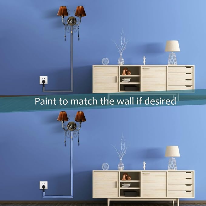 ZhiYo 43" Cord Covers for Wires on Wall, 0.95" W x 0.47" | Fits 2-3 Cords - Image 6