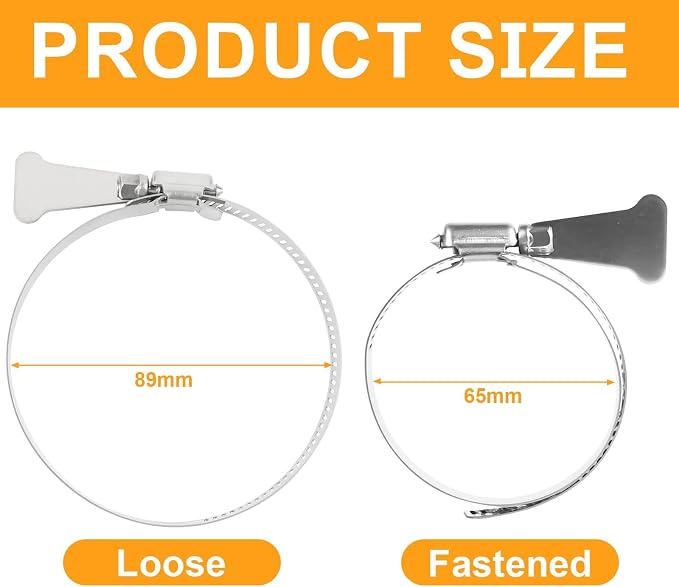 2Pcs Dryer Vent Clamp 3 Inch, 304 Stainless Steel Worm Gear Dryer Hose Clamp - Image 2