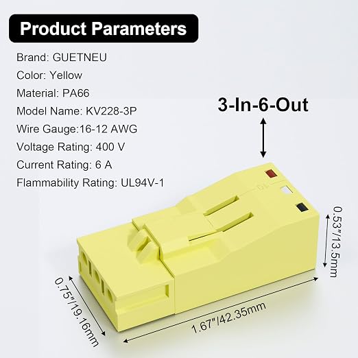 4Pcs Snap-on Quick Wire Connectors, 400V 6A 16-12 AWG | KV228-3P Connector - Image 5