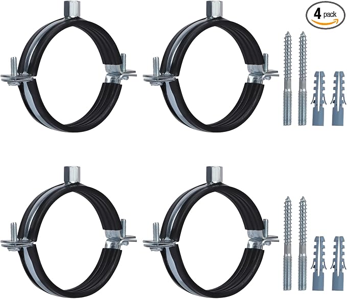 4 PCS Split Ring Pipe Hanger, Heavy Duty Adjustable Pipe Bracket Clamp by JDHGSHL