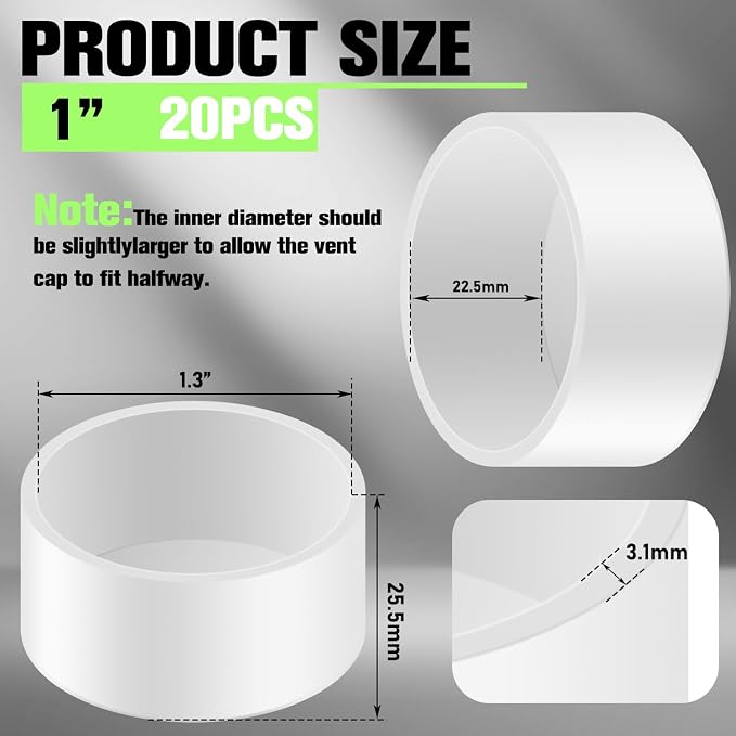 20 Packs 1 Inch PVC Pipe End Cap, Fits 1.315" OD Schedule 40 Furniture Grade - Image 2