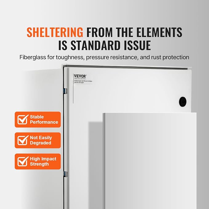 VEVOR Fiberglass Enclosure 19.7 x 15.7 x7.9" Electrical Enclosure Box NEMA 3X - Image 3