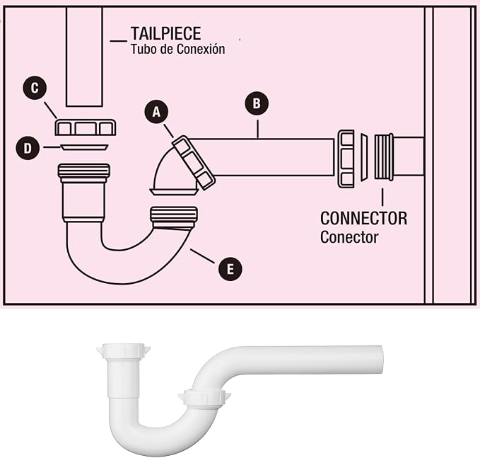 Yariwiz White 1 1/4 Inch Basin Sink Drain Pipe Tubular Kit, Not Used - Image 6