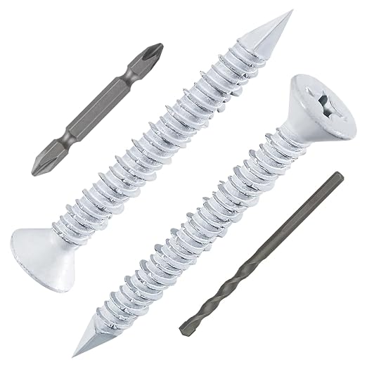 WenSilon 3/16" x1-3/4 White Concrete Screw Anchor White Flat Head by Wensilon